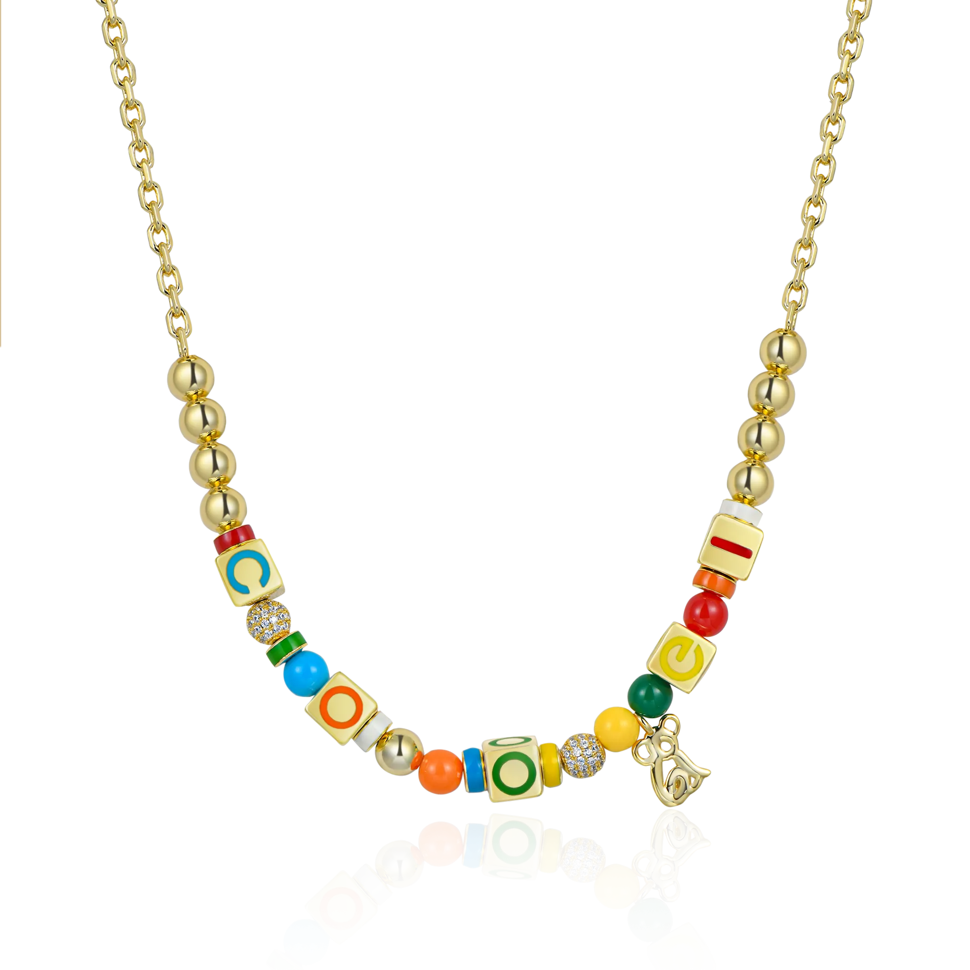 APORRO X COOGI Dice and Beads Enamel Adjustable Necklace