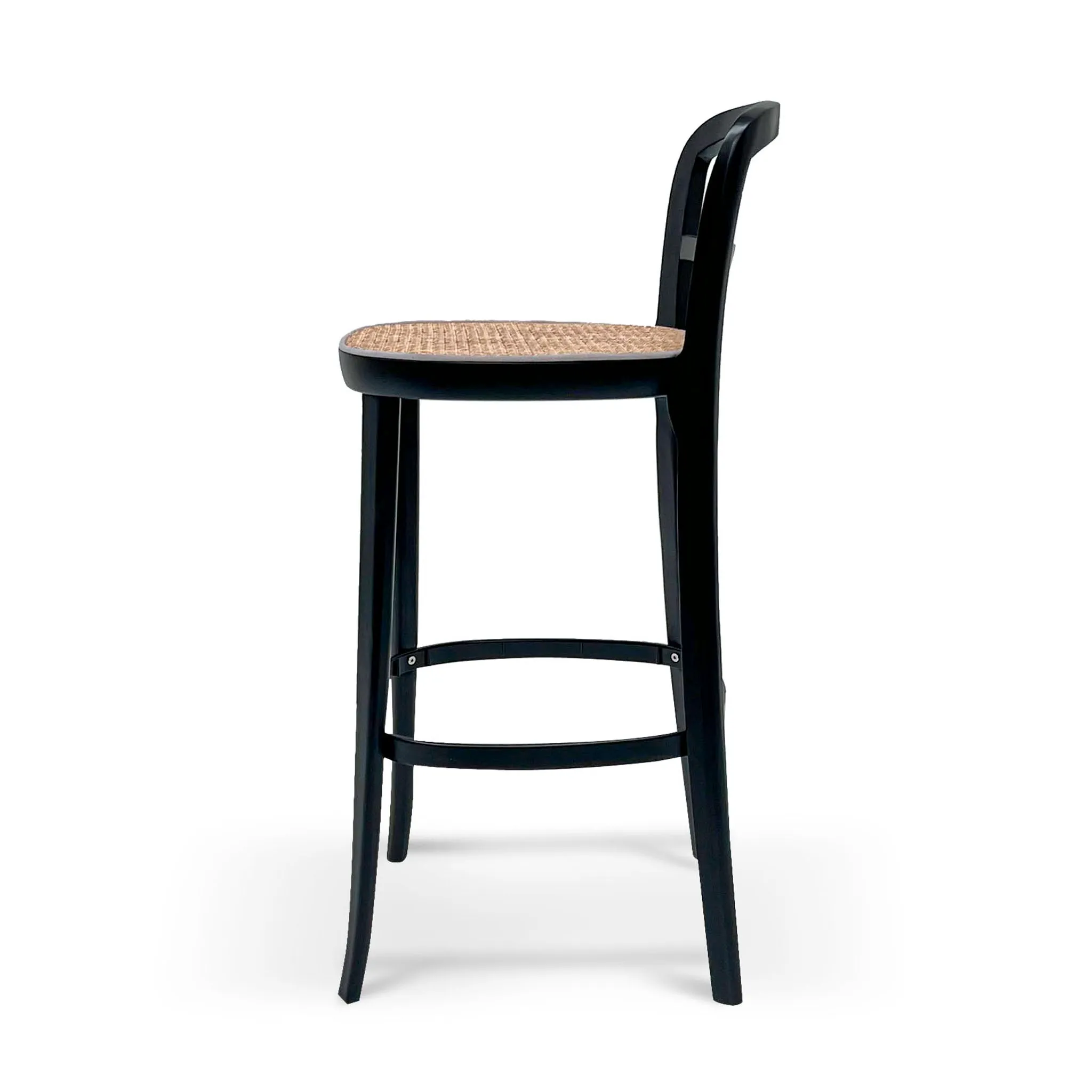 Ex Display - Ryan Rattan Bar Stool - Black with Natural Seat